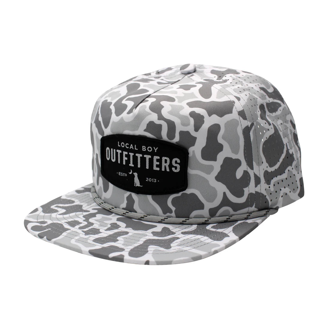 Local Boy Woven Patch White Localflage Perforated Flat Brim Hat