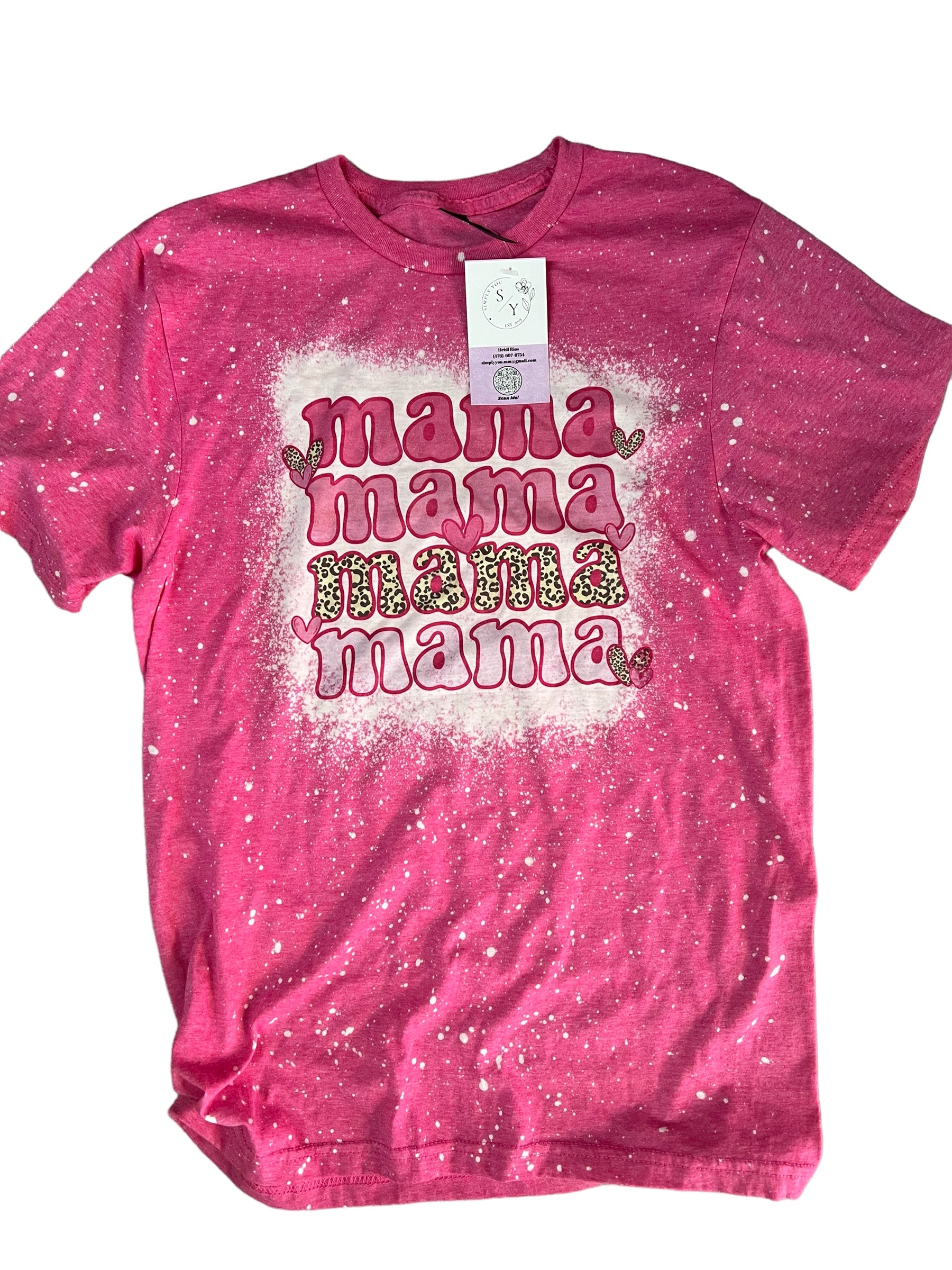 Simply You Mama Pink Leopard Bleached Rippled Shirt