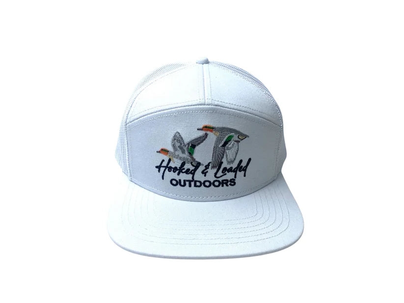 Hooked and Loaded Greenwing Solid White 7 Panel Hat