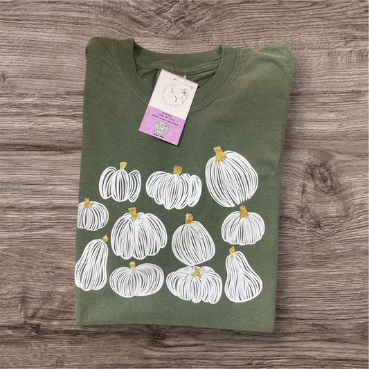 Simply You White Drawn Pumpkins Tee