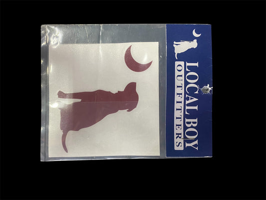 Local Boy Maroon Dog and Moon Decal Sticker