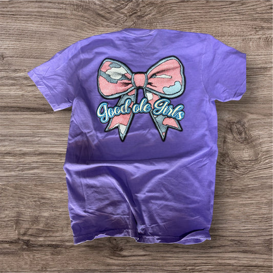 Good Ole Girls Camo Bow Purple Tee