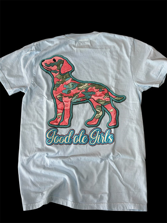 Good Ole Girls Camo Lab Light Blue Tee