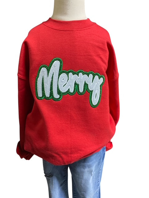 Youth Merry Glitter Crewneck