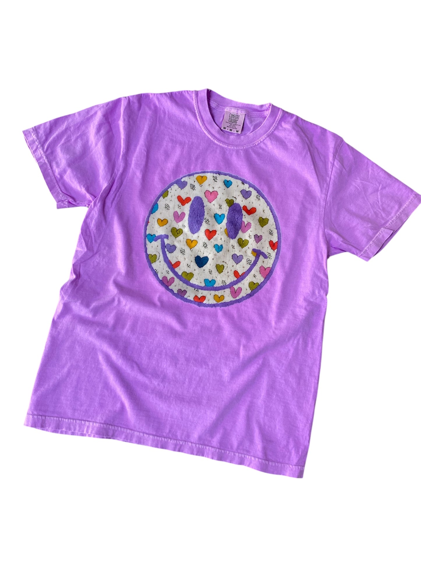 3 Kids & a Press Heart Smiley Lavender Tee