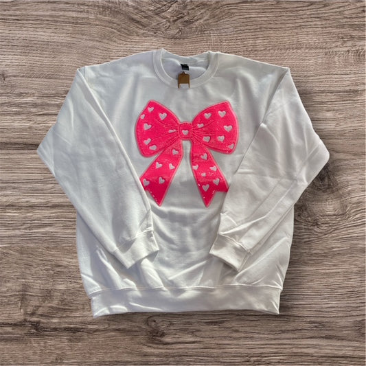3 Kids & a Press Pink Bow Sequin Sweatshirt