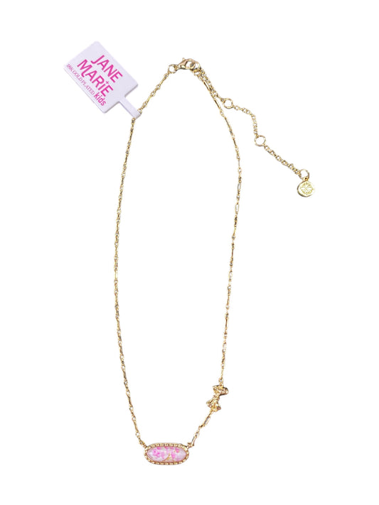 Jane Marie Kid's Pink Floral Oval Pendant Necklace