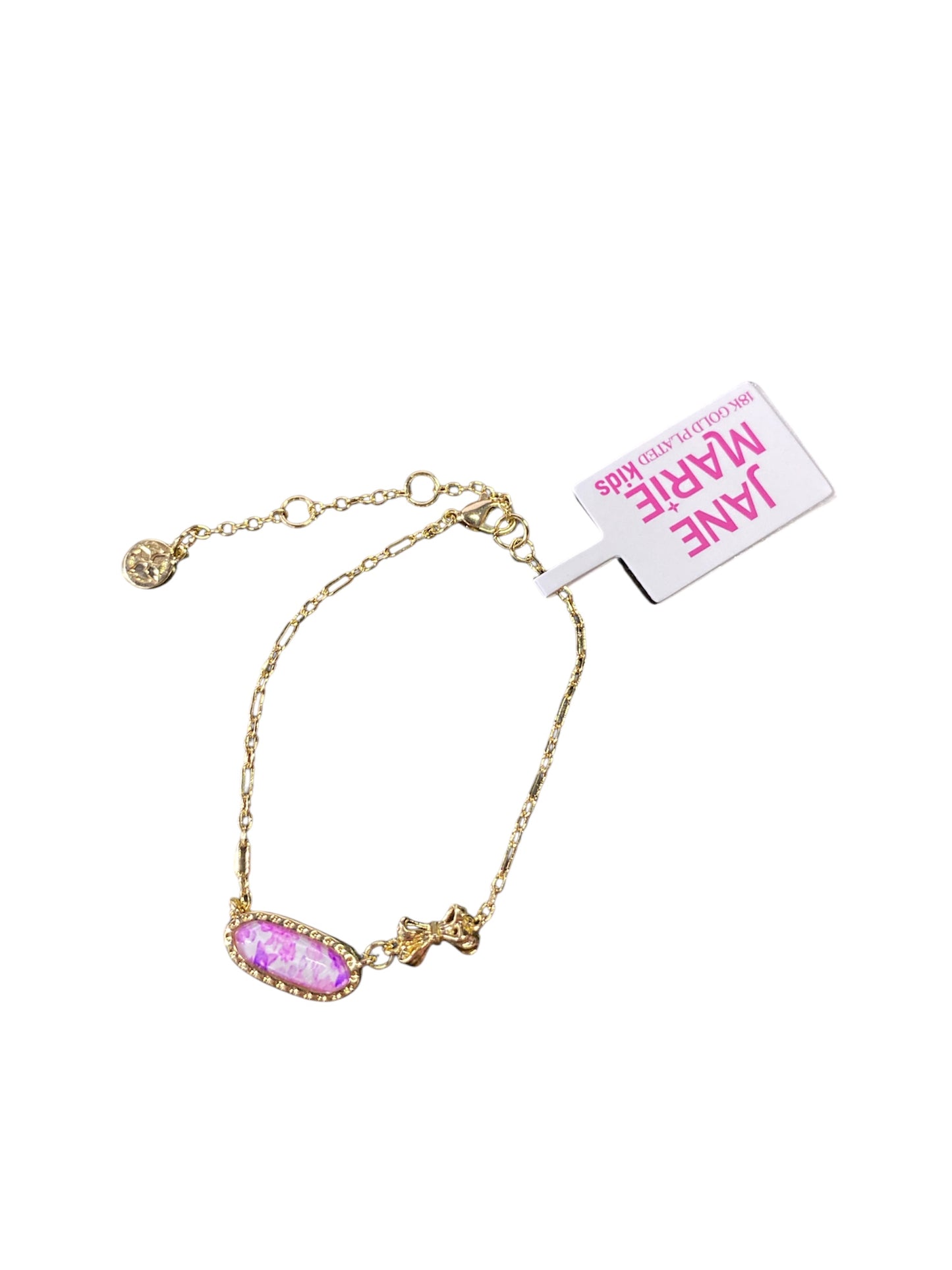 Jane Marie Kid's Pink Floral Oval Pendant Bracelet