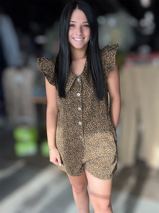 The Charlie Collared Leopard Romper
