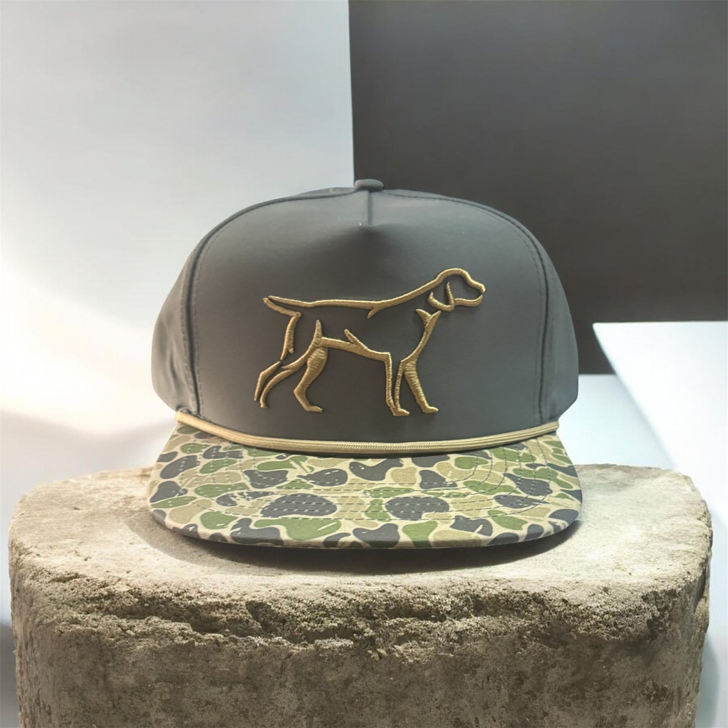 Fieldstone Grey w/ Camo Bill Performance Rope Hat