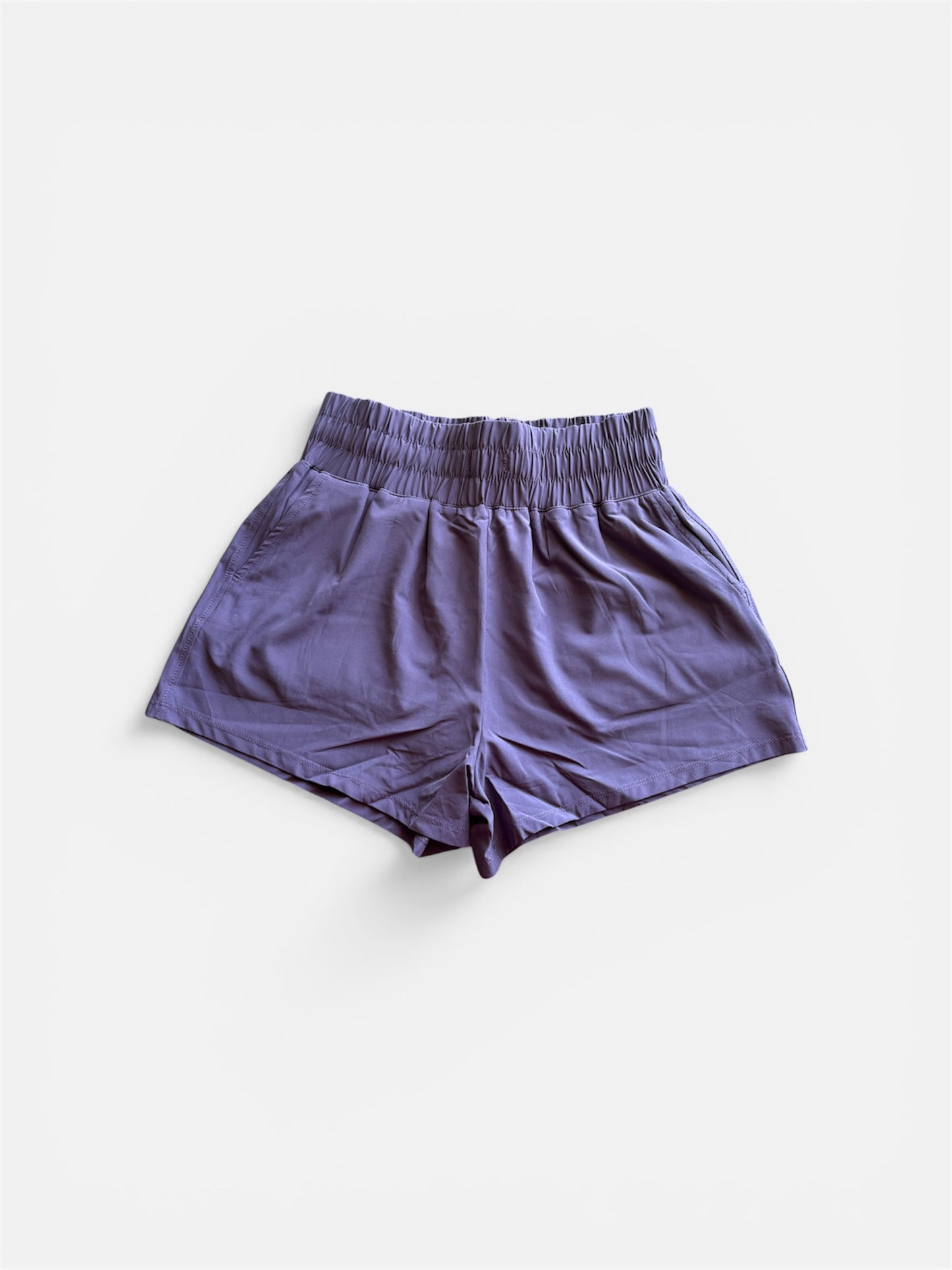Meripex Women's High Waistband Shorts- Eggplant