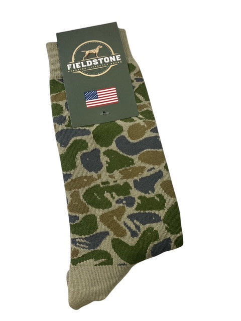 Fieldstone Backwoods Camo Logo Icon Socks