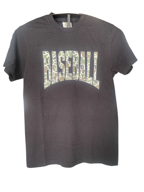 Three Kids and a Press Camo Baseball Tee