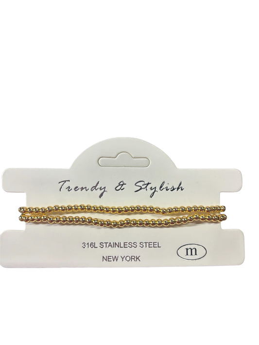 3mm Stainless-Steel Ball-Beaded Stackable Stretch Bracelet