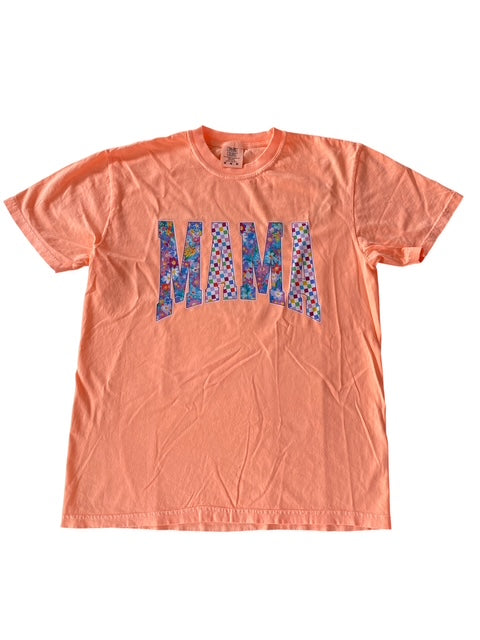 3 Kids and a Press Neon Orange Mix-Print Mama Tee