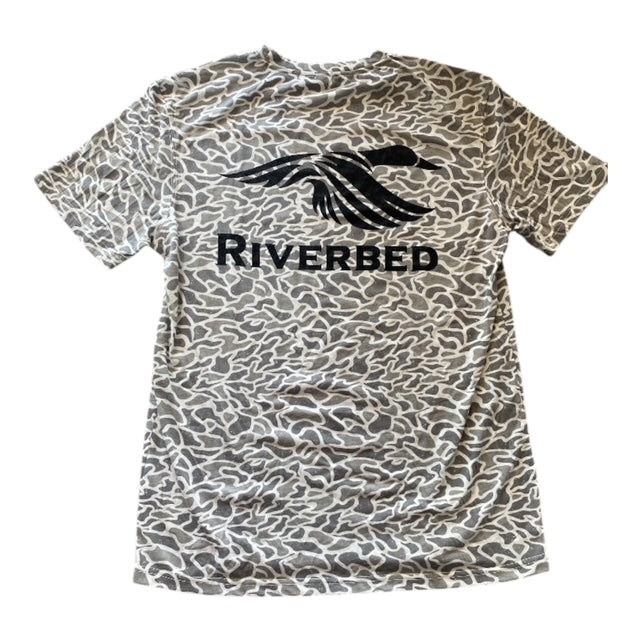 Riverbed Threads Black Duck White Old School Camo Tee
