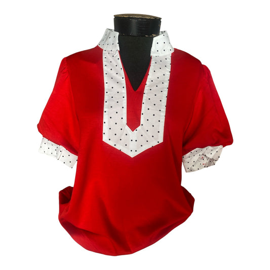 The Piper Red Polka Dot Contrast Blouse