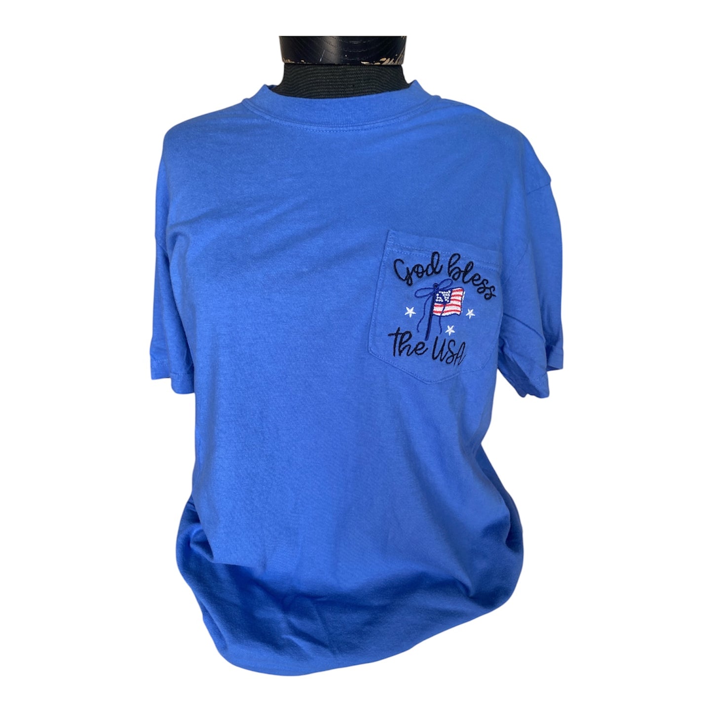 Simply You God Bless The USA Stitched Pocket Tee