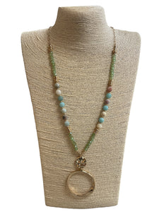 Crystal and Natural Stone Long Necklace