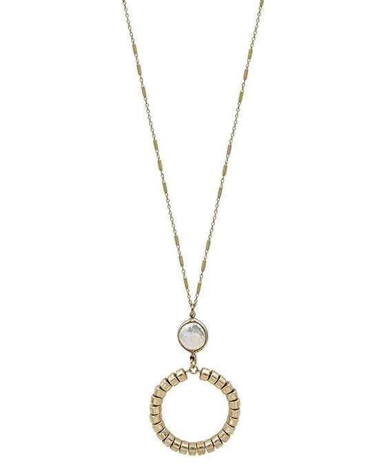 Metal Ring w/ Pearl Long Necklace