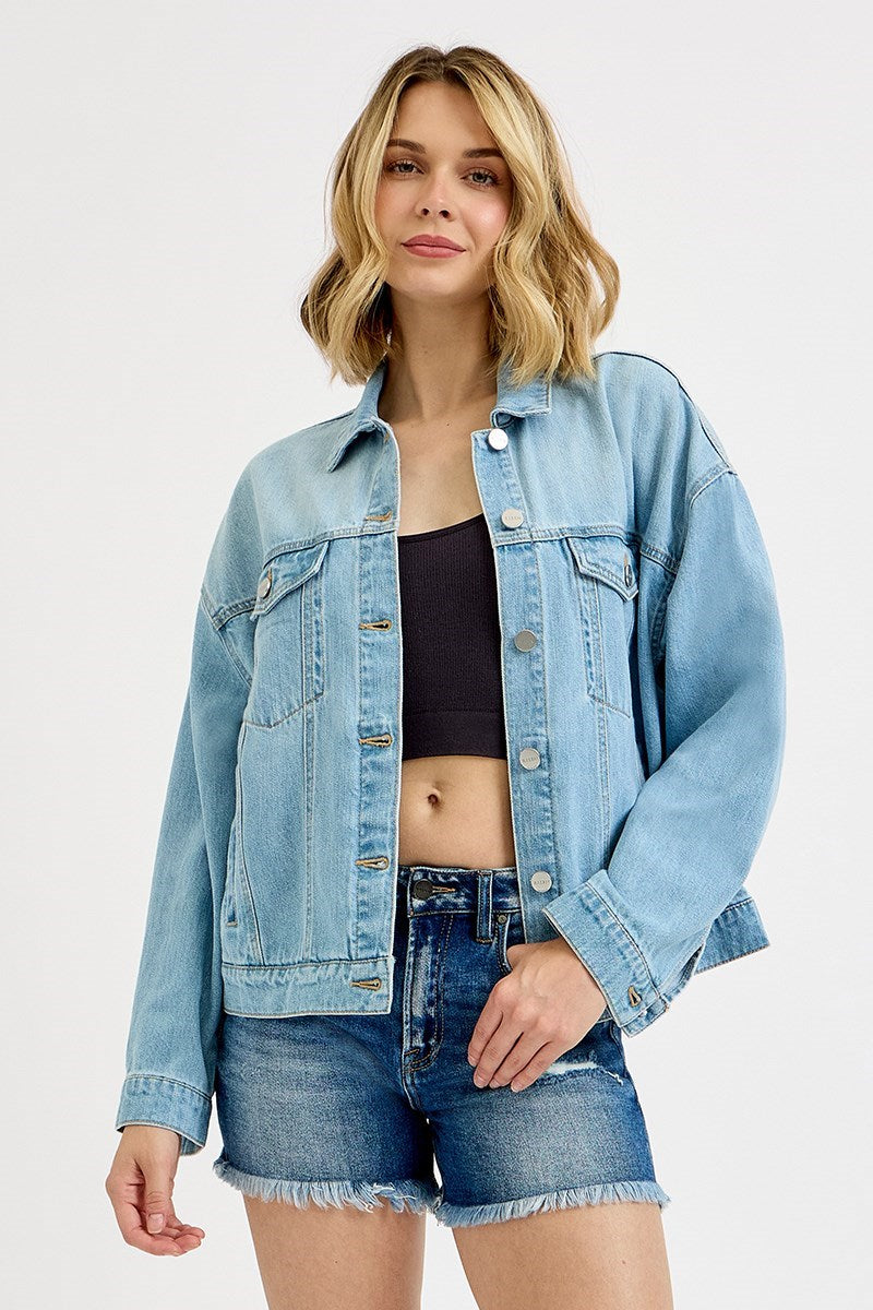 Risen Light Wash Denim Oversized Jacket