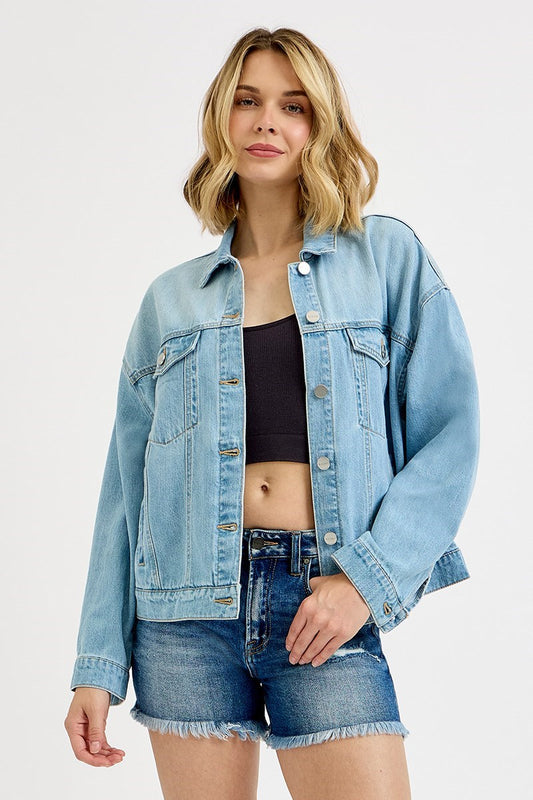 Risen Light Wash Denim Oversized Jacket