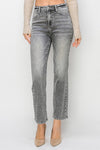 Risen Grey High Rise Crop Straight Jeans