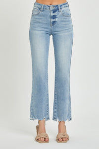 Risen Light Denim High Rise Relaxed Straight Jeans