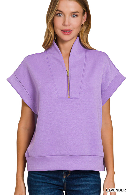 Lavender Scuba High Half Zip Vest
