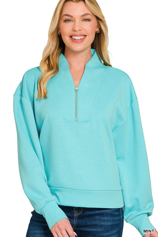 Mint Sky Scuba Half Zip Pullover