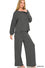 Raised rib round neck pullover & pants set CHARCOAL
