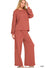 Raised rib round neck pullover & pants set RUST