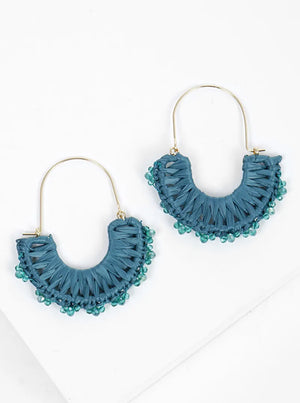 Weaved Tassel Glass Bead Earrings