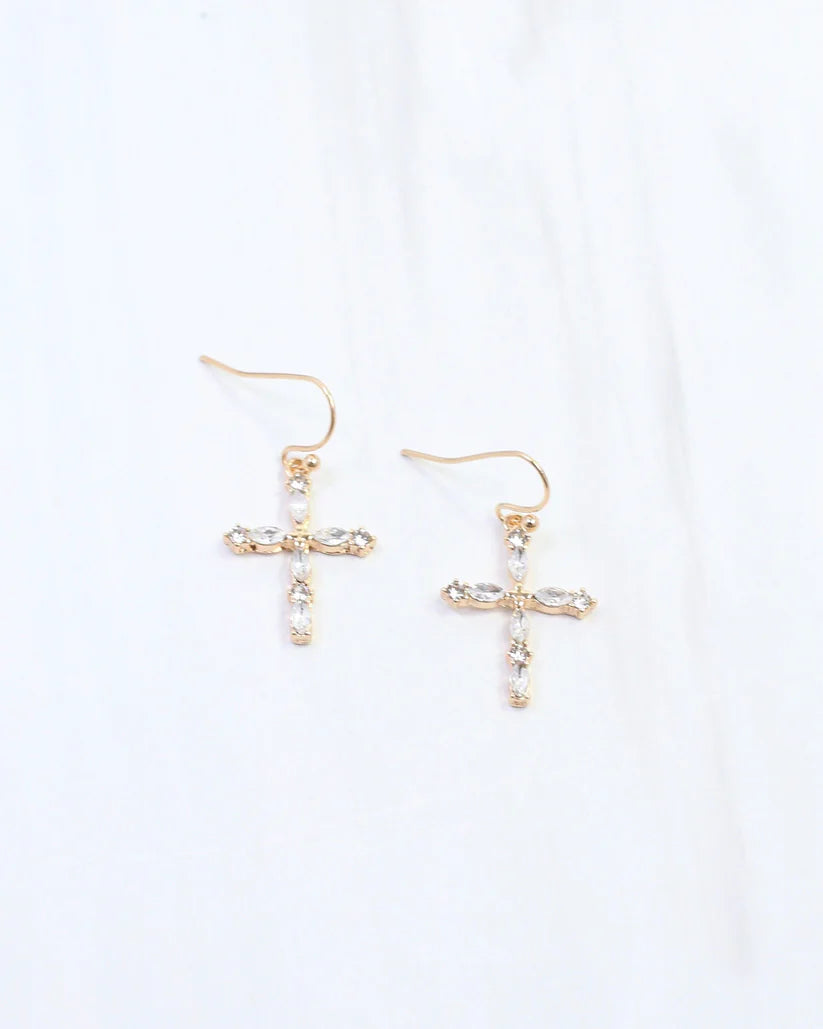 Albritton Pave Cross Earring Gold