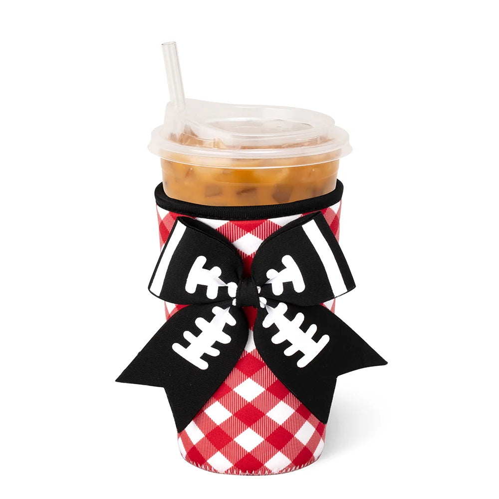 GAMEDAY GINGHAM RED + BLACK Medium Iced Cup Coolie