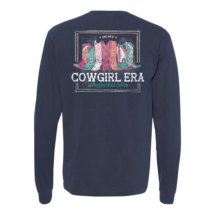 Southern fried Cotton Cowgirl Era Long Sleeve Tee in Denim