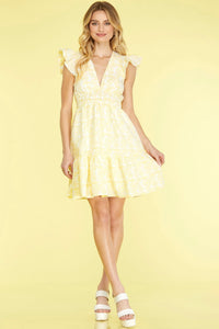 Yellow Woven Print Dress