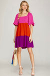 Flutter Sleeve Colorblock Dress