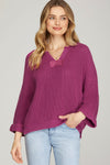 Berry V-Neck Sweater