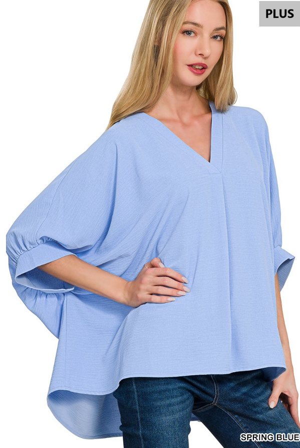 Jacie Spring Blue Puff Sleeve Top