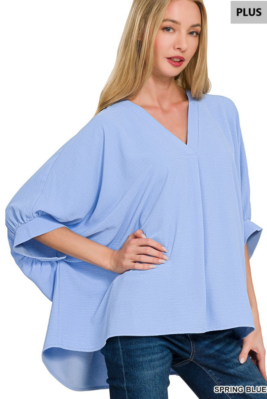 Jacie Spring Blue Puff Sleeve Top
