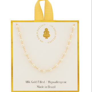 18K Filled Gold and Beaded Pearl Necklace