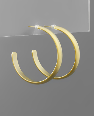 Medium Thin Matte Gold Hoops