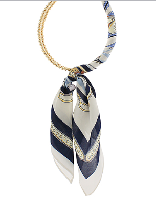 Gold/Blue Scarf Beaded Necklace