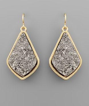 Grey and Gold Drop Earrings