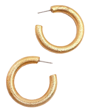 Worn Gold Textured Hoop Earrings