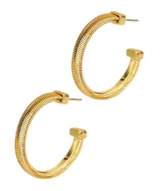 Gold Textured Boxed Hoop Earrings