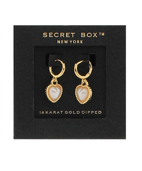 Gold Heart Pearl Huggie Earrings