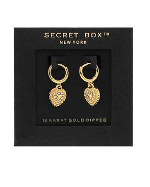 Gold Heart Pearl dotted Huggie Earrings