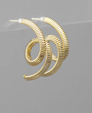 Spiral Gold Textured Dangle Earrings